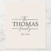 家族名周年記念結婚ギフトカスタム ワインラベル (シングルラベル)