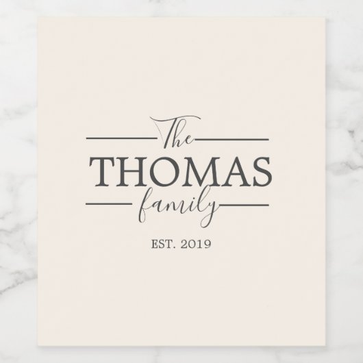 家族名周年記念結婚ギフトカスタム ワインラベル (シングルラベル)