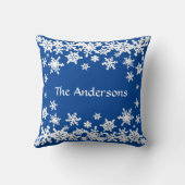 家族名家のスノーフレークのような雪の場所がある クッション (裏面)