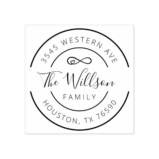 家族名差出人住所ラウンド、無限の愛 ラバースタンプ (インプリント)