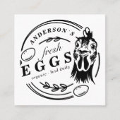 家族名鶏卵ファームラウンド装飾的 スクエア名刺 (正面)