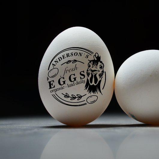 家族名鶏卵ファームラウンド装飾的 セルフインキングスタンプ