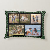 家族名5フォトコラージグリーンプレイドモダン アクセントクッション (裏面)