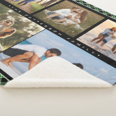 家族名5フォトコラージグリーンプレイドモダン シェルパブランケット (3/4)