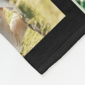 家族名5フォトコラージグリーンプレイドモダン フリースブランケット (角)