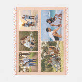 家族名5フォトコラージピンクガーリーモダン フリースブランケット (正面)