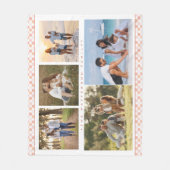 家族名5フォトコラージピンクガーリーモダン フリースブランケット (正面)