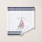 家族名Sailboat Life is better at the Lake バスタオルセット (ウォッシュタオル)
