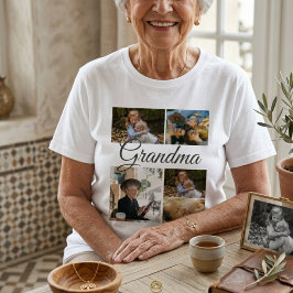 家族向けのフォトコラージュモダンレイアウトカスタムTシャツ Tシャツ