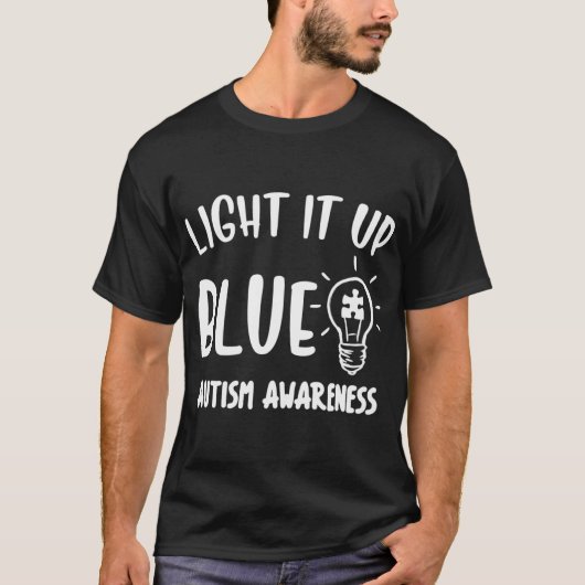 家族向けの青い自閉症シャツ、au tシャツ (正面)