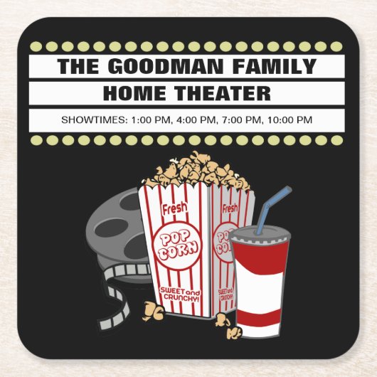 家族向け劇場カスタマイズ スクエアペーパーコースター (正面)