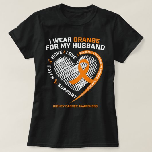 家族夫の腎臓がん認識ギフト男性W Tシャツ (デザイン正面)