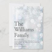 家族定義の冬のクリスマスメッセージ シーズンカード (正面)