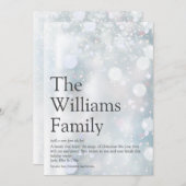 家族定義の冬のクリスマスメッセージ シーズンカード (正面/裏面)