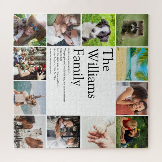 家族定義12枚の写真おもしろい ジグソーパズル (横)