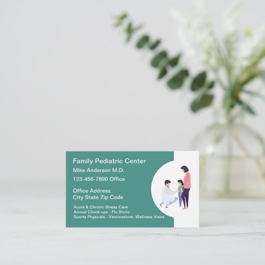 家族小児科医用ビジネスカード 名刺 (スタンド正面)