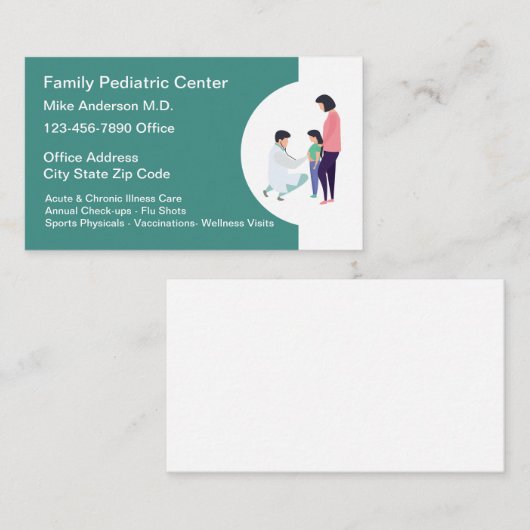 家族小児科医用ビジネスカード 名刺 (正面/裏面)