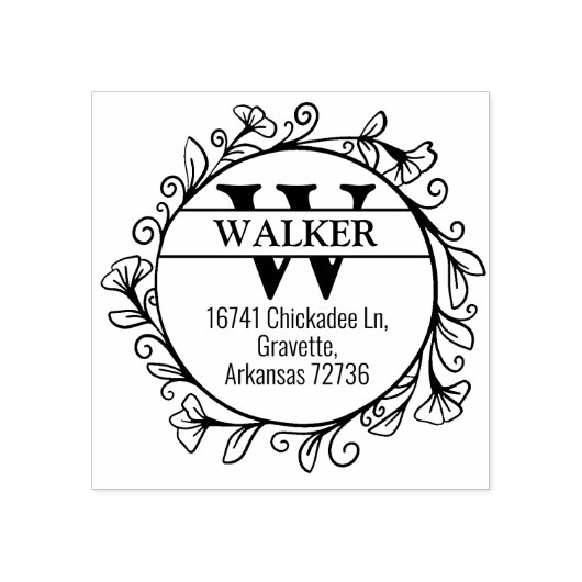 家族差出人住所とモノグラム、 ラバースタンプ (インプリント)