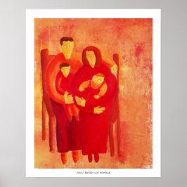 家族座りコンテンポラリーポートレートプリント ポスター