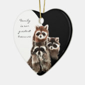 家族引用文日付ウォーターカラーラクーンアニマル セラミックオーナメント (左)