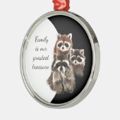 家族引用文日付ウォーターカラーラクーンアニマル メタルオーナメント (左)