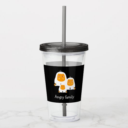 家族怒サルデザインTシャツバスマット アクリルタンブラー (正面)