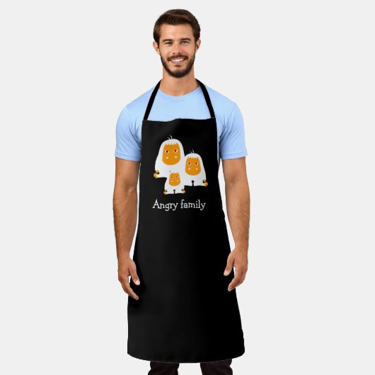 家族怒サルデザインTシャツバスマット エプロン (着用した状態)