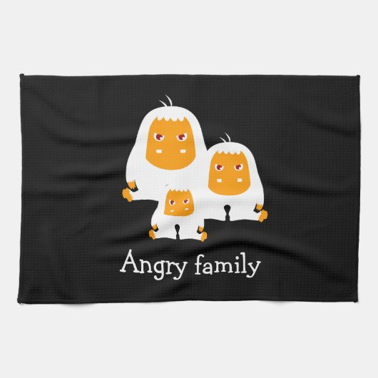 家族怒サルデザインTシャツバスマット キッチンタオル (横)