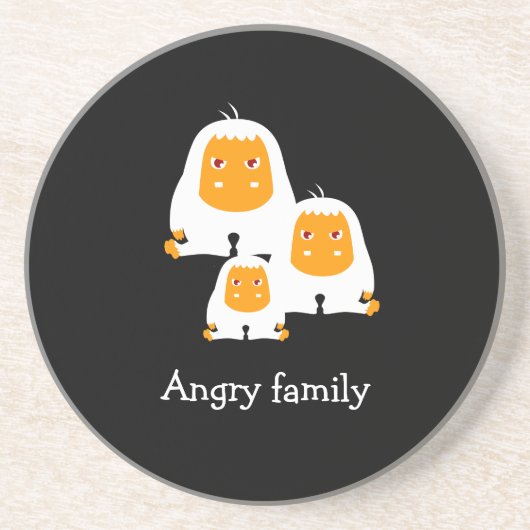 家族怒サルデザインTシャツバスマット コースター (正面)