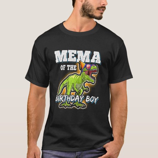 家族恐竜に匹敵する誕生日少年のメマ Tシャツ (正面)