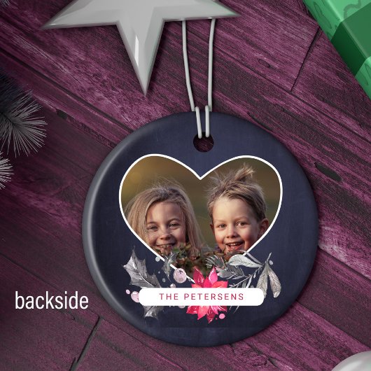 家族恵みかわいいハートの形の写真 セラミックオーナメント