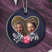 家族恵みかわいいハートの形の写真 セラミックオーナメント