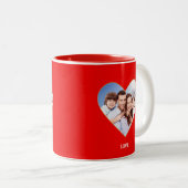 家族愛とハート花付き赤 ツートーンマグカップ (正面右)