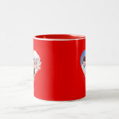 家族愛とハート花付き赤 ツートーンマグカップ (中央)