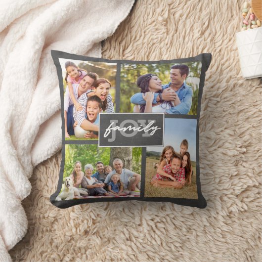 家族愛喜び13の写真の黒板の原稿のトレンディー クッション (ブランケット)