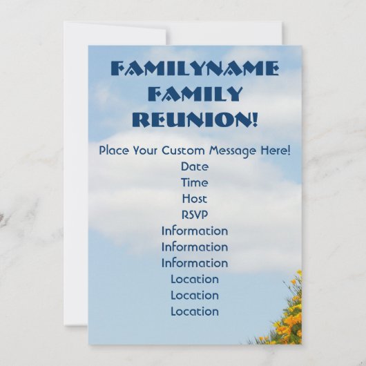 家族懇親会おもしろい!招待状カードイベントパーティー 招待状 (裏面)