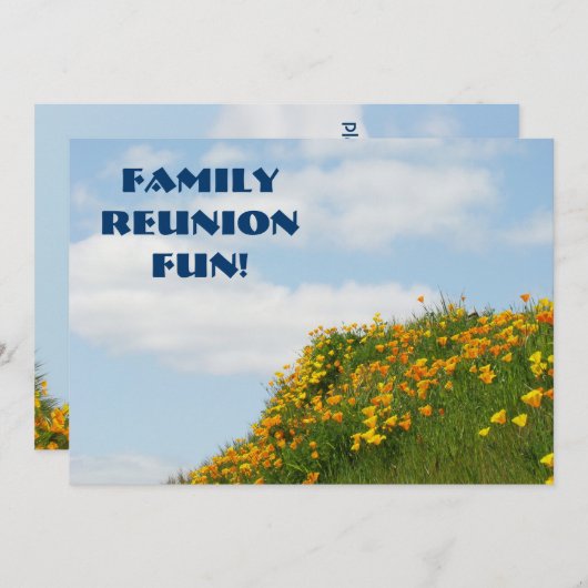 家族懇親会おもしろい!招待状カードイベントパーティー 招待状 (正面/裏面)