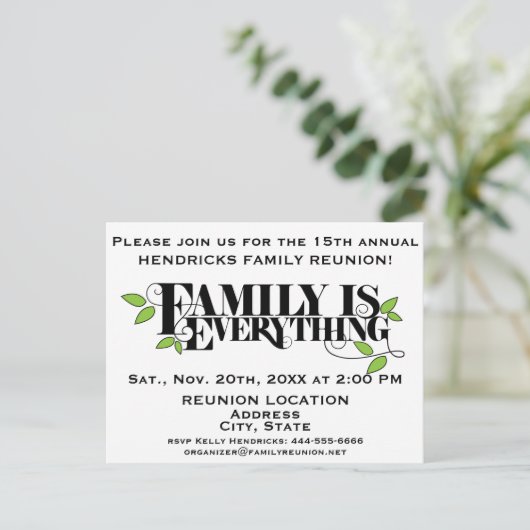 家族懇親会のお知らせはがき ポストカード (スタンド正面)