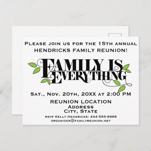 家族懇親会のお知らせはがき ポストカード (正面/裏面)