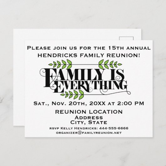 家族懇親会の発表 ポストカード (正面/裏面)