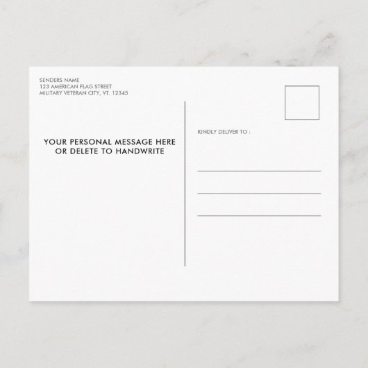 家族懇親会アメリカ国旗の写真愛国的パーティー インビテーションポストカード (裏面)