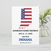 家族懇親会🎉インディアナ州マップ米国国旗 招待状 (スタンド正面)