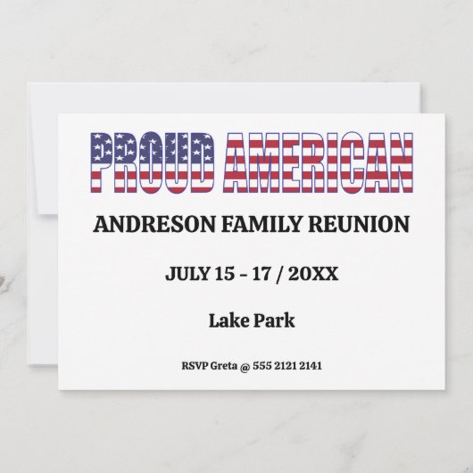 家族懇親会🎉インディアナ州マップ米国国旗 招待状 (裏面)