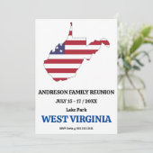 家族懇親会🎉ウェストバージニア州州マップUSA国旗 招待状 (スタンド正面)