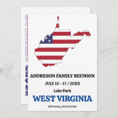 家族懇親会🎉ウェストバージニア州州マップUSA国旗 招待状 (正面/裏面)