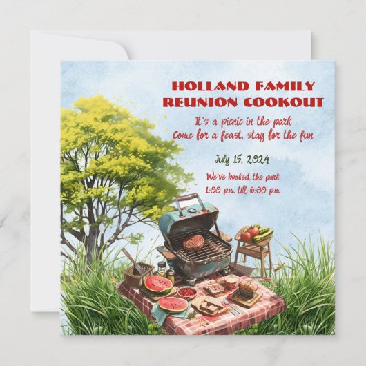 家族懇親会クックアウトザパーク 招待状 (正面)