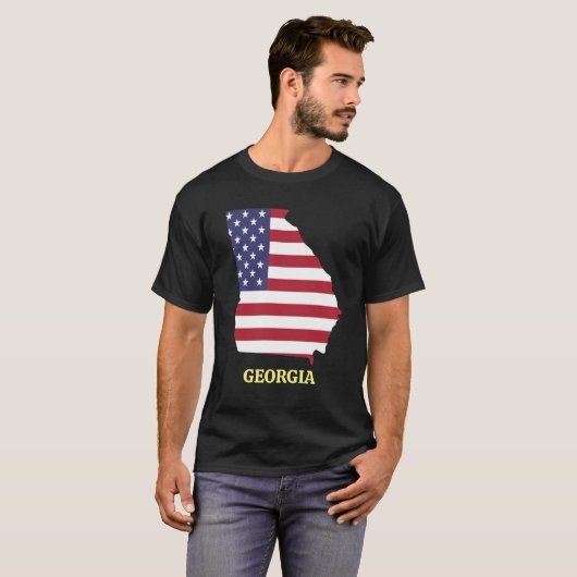 家族懇親会グルジア赤白青アメリカ国旗 Tシャツ (正面フル)