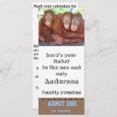 家族懇親会チケットが認める 招待状 (正面/裏面)