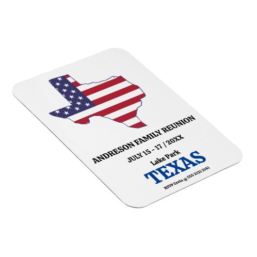 家族懇親会テキサス州州マップ米国国旗 マグネット (右側)