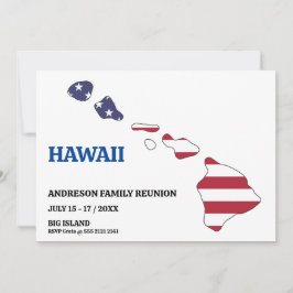 家族懇親会🎉ハワイ州マップUSA国旗 招待状